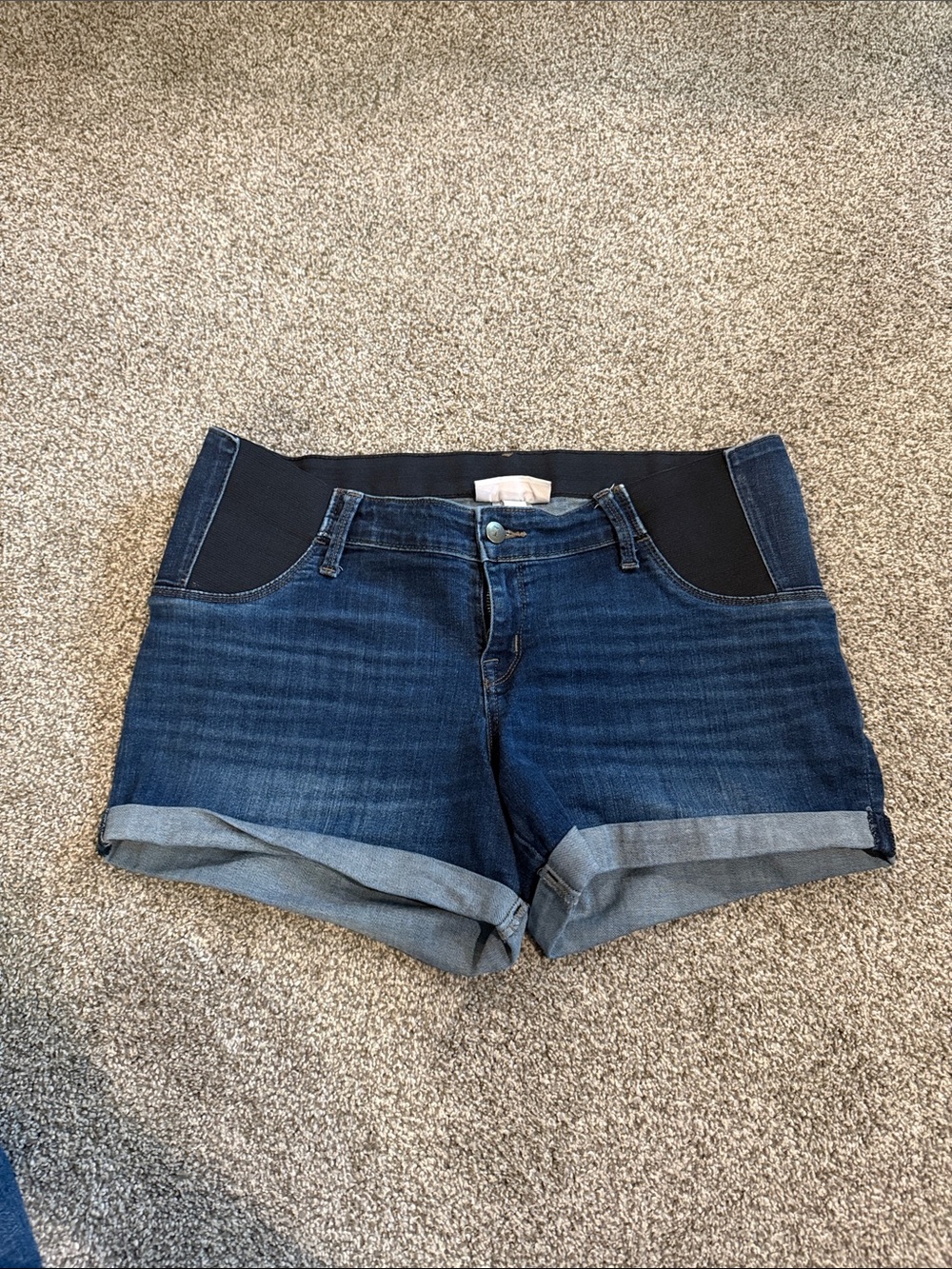 Denim Maternity Shorts with Stretch Waistband